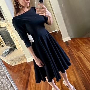 NWT Bateau Neck A-line Retro Black Dress --Unique Vintage Brand